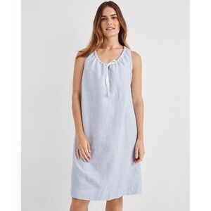 Haven Well Within Linen Blend Stripe Shift Dress Blue White XS Coastal Preppy